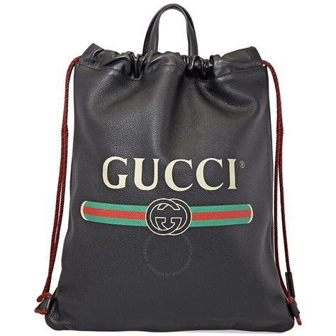 gucci black leather drawstring backpack|gucci backpack unisex.